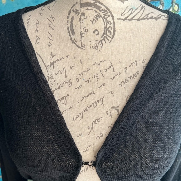 Vintage, Moda SZ S, black, full length, sweater with chainmail style cuff. - Picture 7 of 12